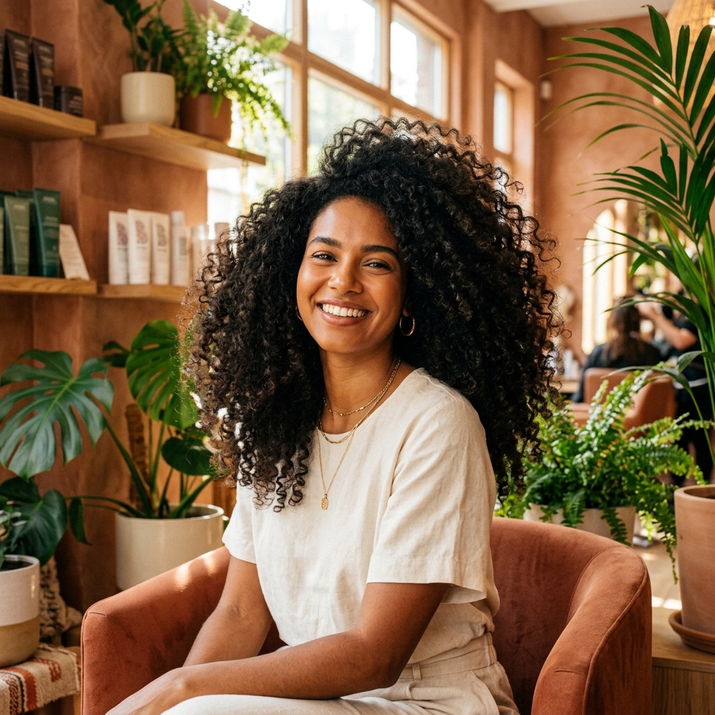 Volume natural e cachos definidos no Salão Raízes